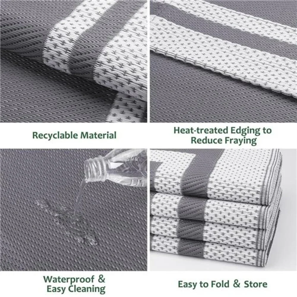 Outdoor Rug Reversible Portable Plastic Straw Camping Rugs for Outside RV,Large - Picture 4 of 7
